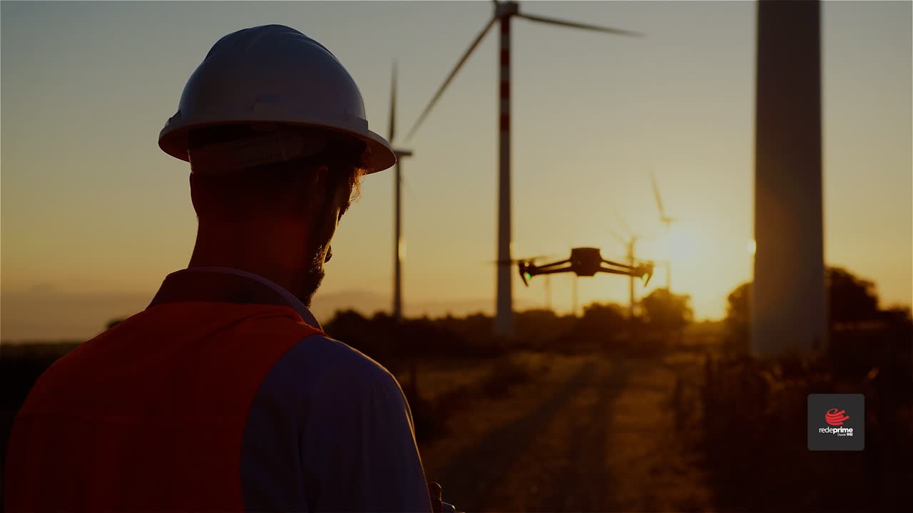 Operação com drone em parque eólico
